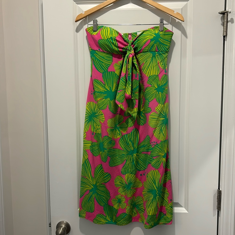 Vintage Lilly Pulitzer green and pink floral silk dress